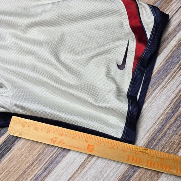 Vintage Nike Basketball Shiny Silvery White, Red, Blue Dazzle Shorts Mens Medium - Picture 6 of 6